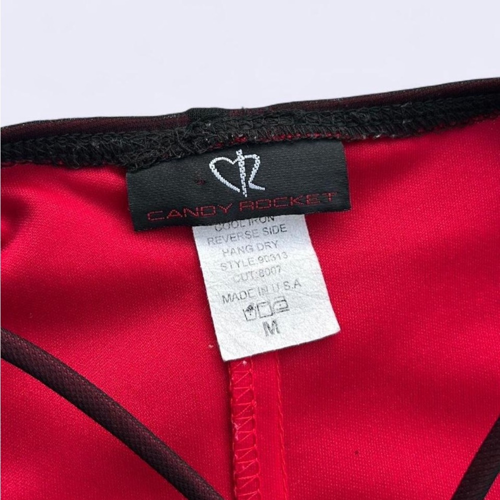 Candy Rocket y2k goth red & black mesh spaghetti strap dress w floral details - Picture 4 of 4